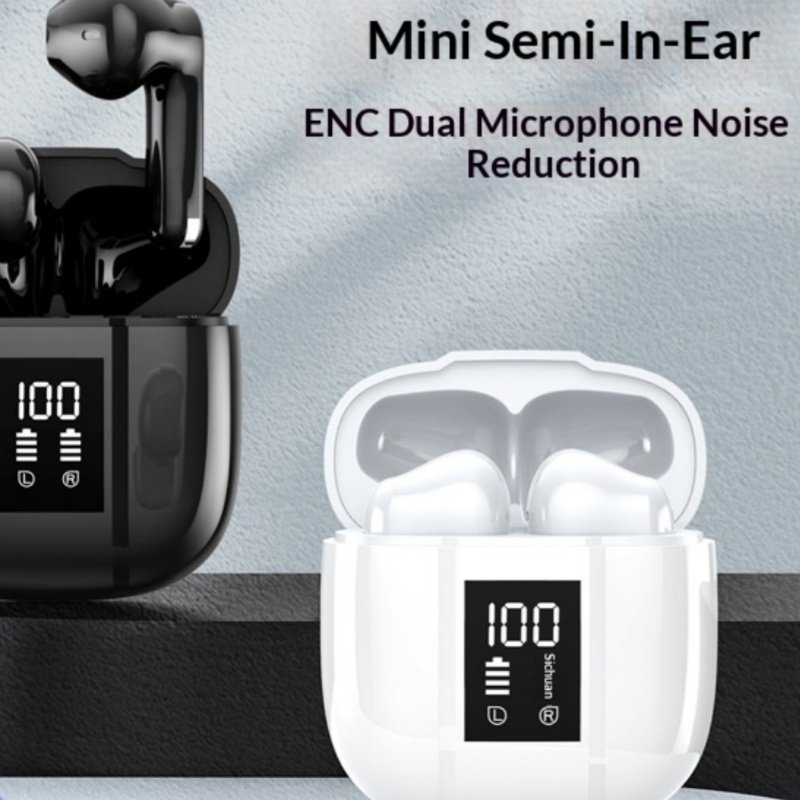 Wireless Bluetooth Earphones With Battery Level Display