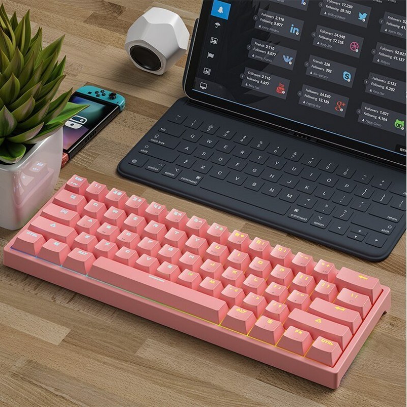 61-key Pluggable Mechanical Keyboard RGB Light Effect Computer Keyboard 61-key Pluggable Mechanical Keyboard RGB Light Effect Computer Keyboard