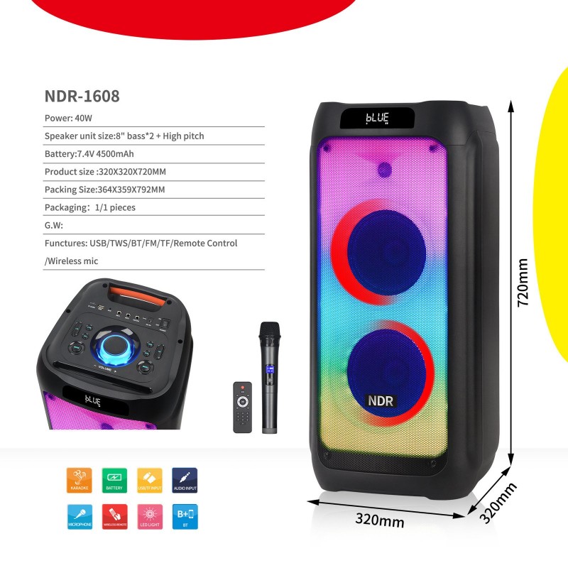 Portable Bluetooth Speaker With Dual 8-Inch Speakers Portable Bluetooth Speaker With Dual 8-Inch Speakers
